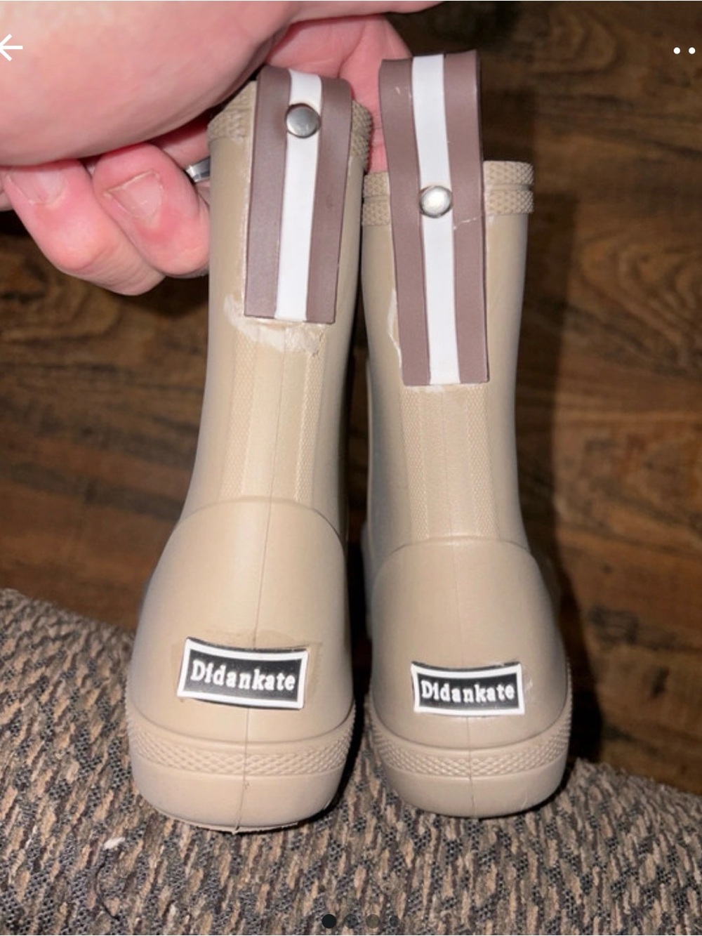 Kids Beige Rain & Snow Boots with Contrast Pull Tabs